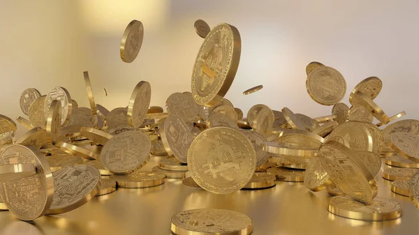 Bitcoin para birimi, bir yığın üzerinde düşen Kripto para birimi,