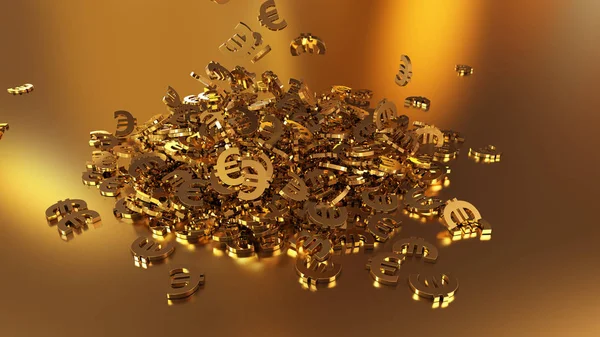 3d rendering of falling signs of euro — Stock Photo, Image