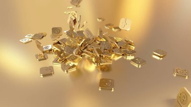 3D render sosyal ağ simgeleri