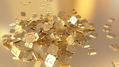 3D render sosyal ağ simgeleri