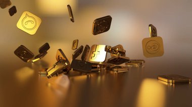 3D render sosyal ağ simgeleri