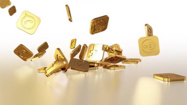 3D render sosyal ağ simgeleri