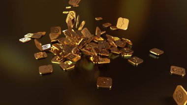 3D render sosyal ağ simgeleri