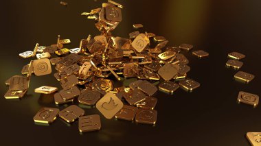 3D render sosyal ağ simgeleri