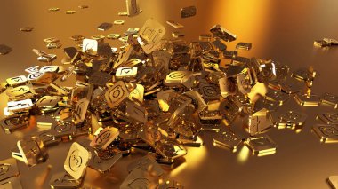 3D render sosyal ağ simgeleri