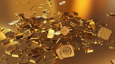 3D render sosyal ağ simgeleri