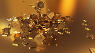 3D render sosyal ağ simgeleri