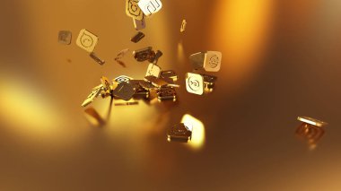 3D render sosyal ağ simgeleri