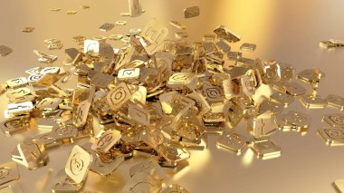 3D render sosyal ağ simgeleri