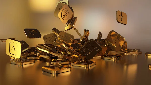 3D render sosyal ağ simgeleri