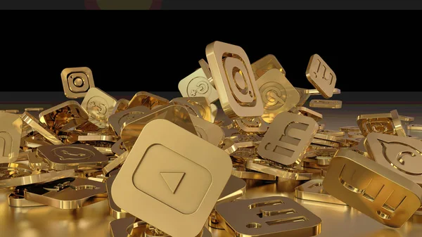3D render sosyal ağ simgeleri