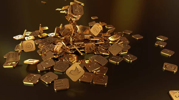 3D render sosyal ağ simgeleri