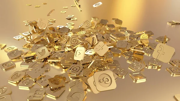 3D render sosyal ağ simgeleri