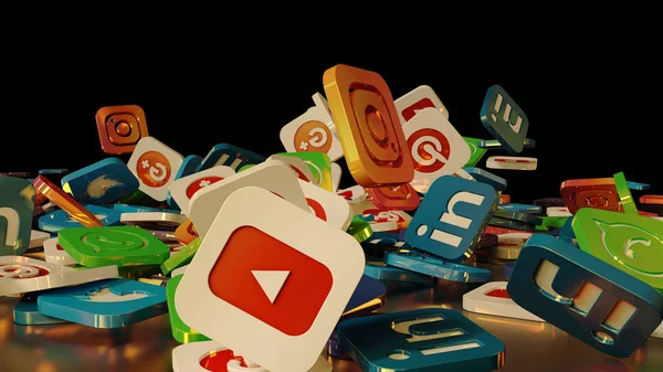 3D-Rendering von Social-Networking-Symbolen — Stockfoto