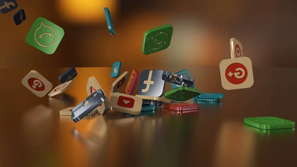 3d rendering social networking icons — Stock Photo, Image