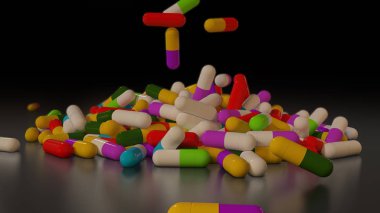 3D çok renkli tıp hapları oluşturma