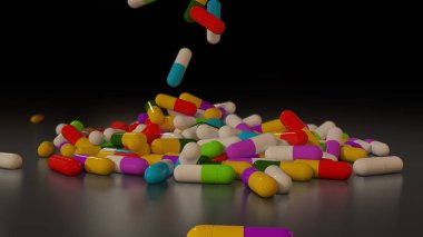 3D çok renkli tıp hapları oluşturma