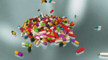 3D çok renkli tıp hapları oluşturma