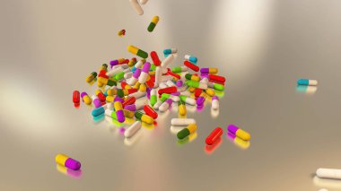 3D çok renkli tıp hapları oluşturma
