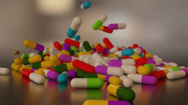 3D çok renkli tıp hapları oluşturma