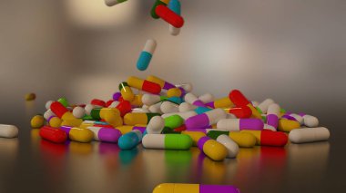 3D çok renkli tıp hapları oluşturma