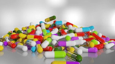 3D çok renkli tıp hapları oluşturma