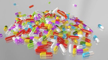 3D çok renkli tıp hapları oluşturma
