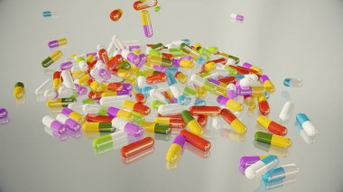 3D çok renkli tıp hapları oluşturma