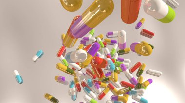 3D çok renkli tıp hapları oluşturma