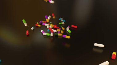 3D çok renkli tıp hapları oluşturma