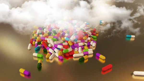 3D rendering multicolore pillole mediche — Foto Stock