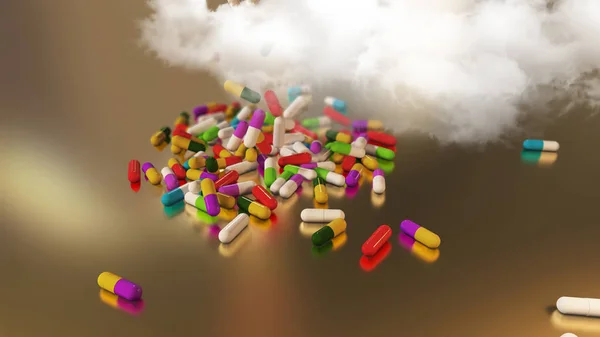 3D rendering mångfärgade medicinska piller — Stockfoto
