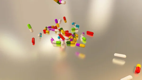 3D renderização pílulas médicas multicoloridas — Fotografia de Stock