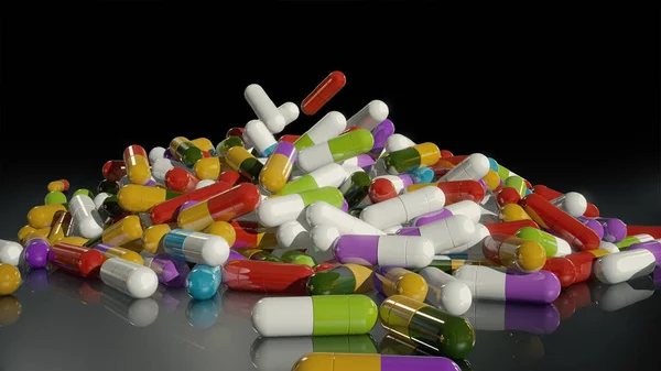 3D rendering multicolored medical pills — Stock Photo, Image