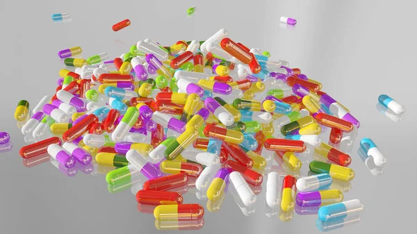 3D rendering mångfärgade medicinska piller — Stockfoto