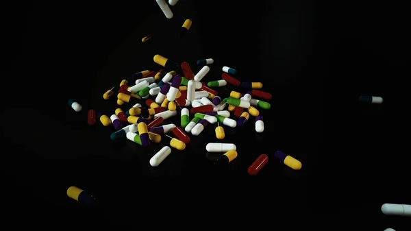 3D-Darstellung bunter medizinischer Pillen — Stockfoto