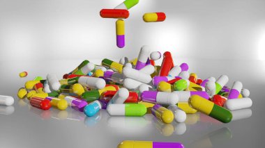 3D çok renkli tıp hapları oluşturma