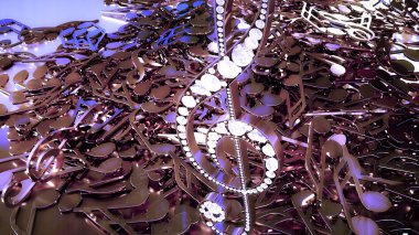 müzikal bir tiz nota anahtarı ve düşen notlar 3D render