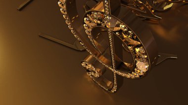 müzikal bir tiz nota anahtarı ve düşen notlar 3D render