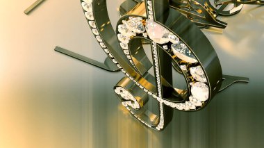 müzikal bir tiz nota anahtarı ve düşen notlar 3D render