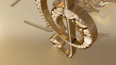 müzikal bir tiz nota anahtarı ve düşen notlar 3D render