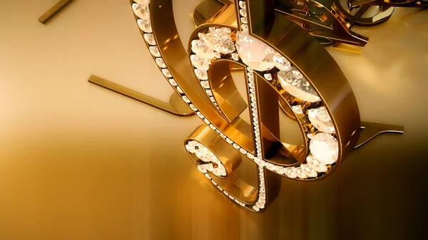 müzikal bir tiz nota anahtarı ve düşen notlar 3D render