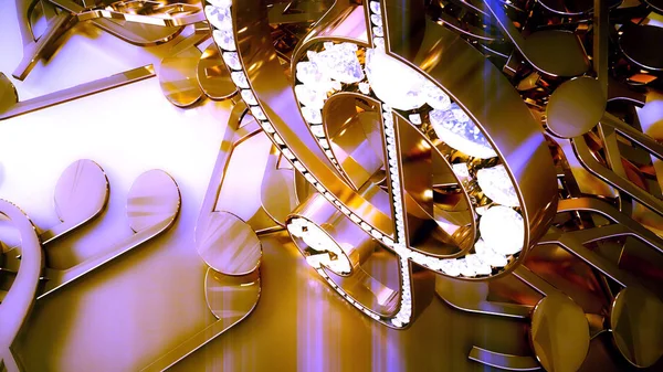 müzikal bir tiz nota anahtarı ve düşen notlar 3D render