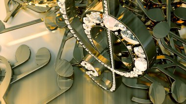 müzikal bir tiz nota anahtarı ve düşen notlar 3D render