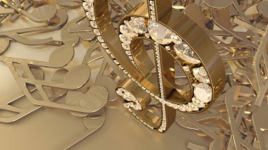 müzikal bir tiz nota anahtarı ve düşen notlar 3D render