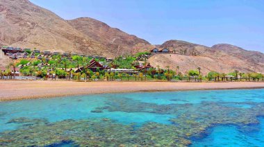 Kızıldeniz. Eilat. İsrail. Aqaba Körfezi 'nin kıyısı