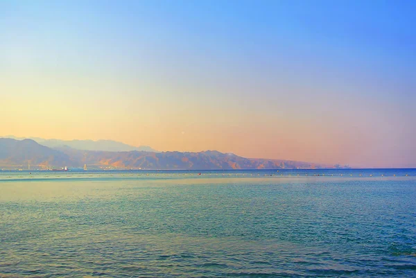 Kızıldeniz. Eilat. İsrail. Aqaba Körfezi 'nin kıyısı
