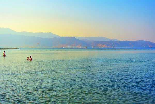Kızıldeniz. Eilat. İsrail. Aqaba Körfezi 'nin kıyısı