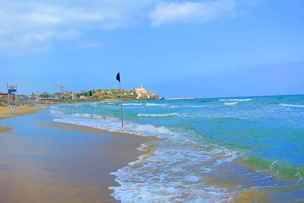 Paisaje marino. Mar Mediterráneo. La playa de Tel Aviv. Israel —  Fotos de Stock
