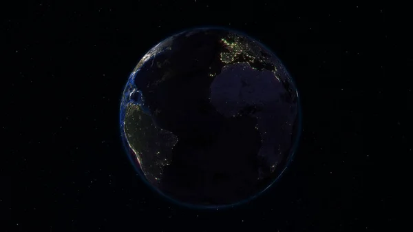 Rendering Γης Από Διάστημα Φόντο Του Έναστρου Ουρανού Σκιά Και — Φωτογραφία Αρχείου